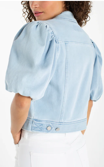 Puff Sleeve Cropped Denim Jacket LM1C63SSL