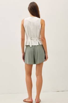 Linen Button Up Vest 19829