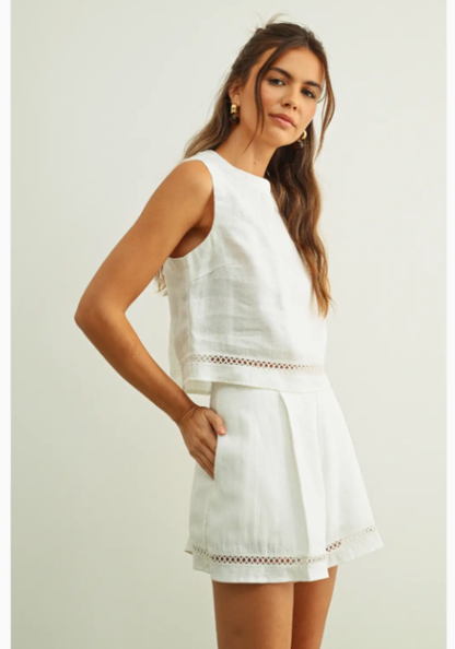 Stitch Trimmed Linen Shorts  P5260ST