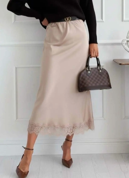 Satin Skirt with Lace 6549