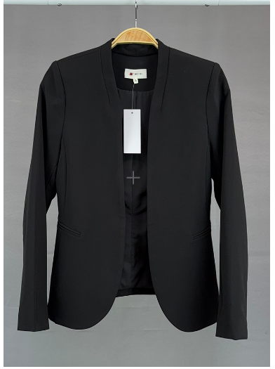 Solid Collarless Open Front Blazer 70788F