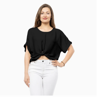 Satin T-Shirt with Front Knot Detail RB117273