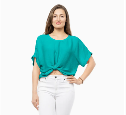 Satin T-Shirt with Front Knot Detail RB117273