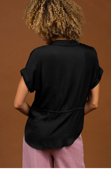 Button Up Shirt With Self Belt  RB117393
