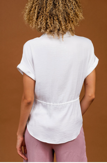 Button Up Shirt With Self Belt  RB117393