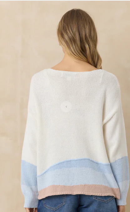 Clean White Ocean Sunrise Sweater B13069-CWHT