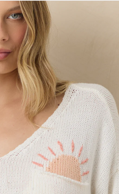 Clean White Ocean Sunrise Sweater B13069-CWHT