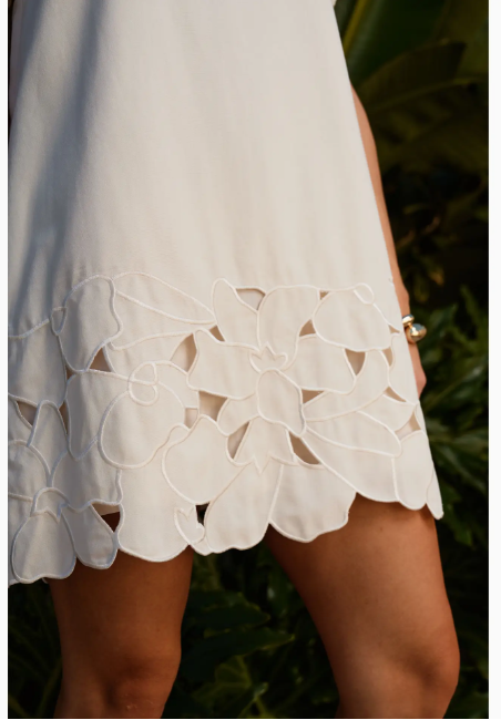 AD2816 Embroidered Cutout Linen Mini Dress