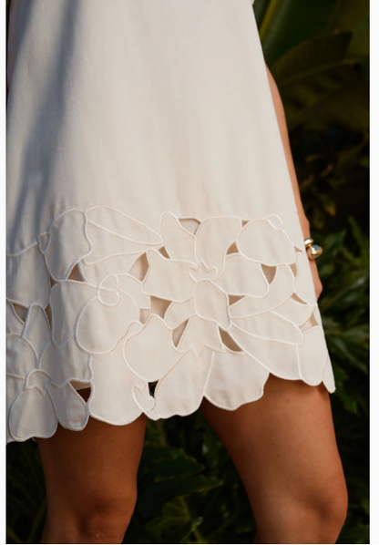 AD2816 Embroidered Cutout Linen Mini Dress