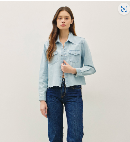 Washed Denim Cropped Shacket  31597