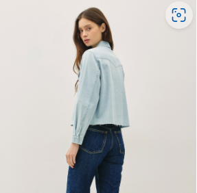 Washed Denim Cropped Shacket  31597