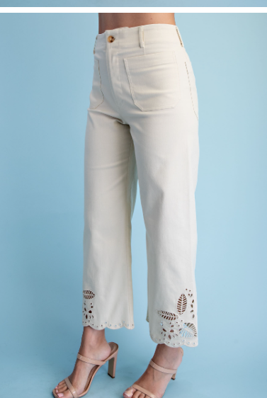 Eyelet Ankle Cropped Pants  TY1064