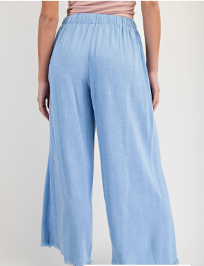 Frayed Cropped Wide Leg Pants  TE1045.