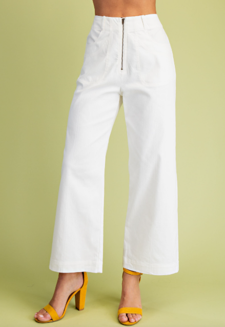 Ankle Cropped Exposed Zipper Pants  TE1712