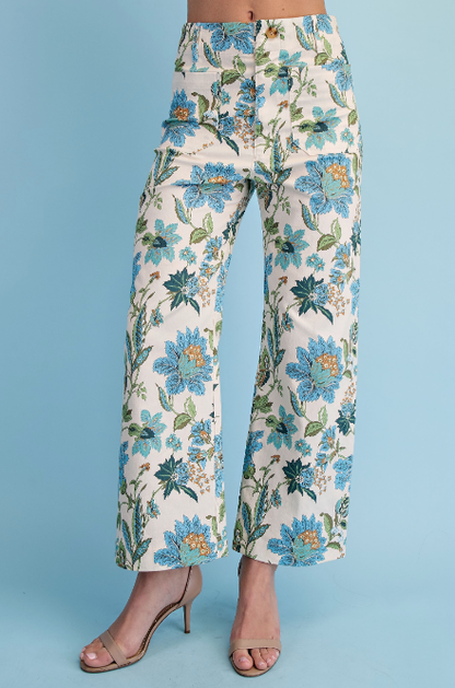 Floral Ankle Cropped Pants  TE1774