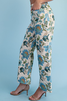 Floral Ankle Cropped Pants  TE1774