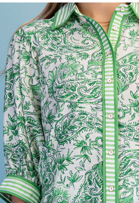 Floral Print Button Down Top  TE2079