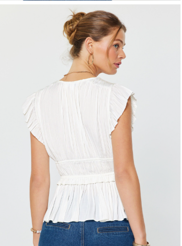 Pleated Peplum V-neck Blouse Pleated Peplum V-neck Blouse  2430072