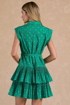 Polka Dot Printed Tiered Mini Dress  2490141-2
