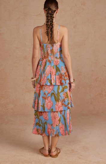 Watercolor Bloom  Midi Dress  D-11378-P
