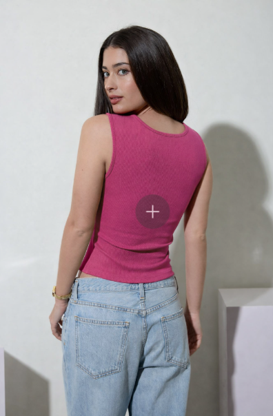 Scoop Neck Button Down Split Hem Knit Tank Top  TW2235