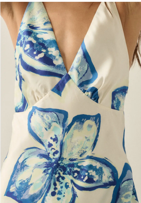 Floral Satin Halter Maxi Dress FDC0510C