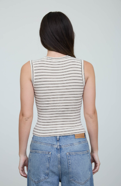 Striped Crew Neck Knit Tank  TW2285