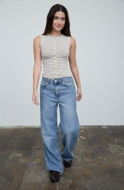Striped Crew Neck Knit Tank  TW2285