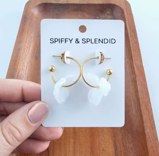 Magnolia Hoops-White Earring