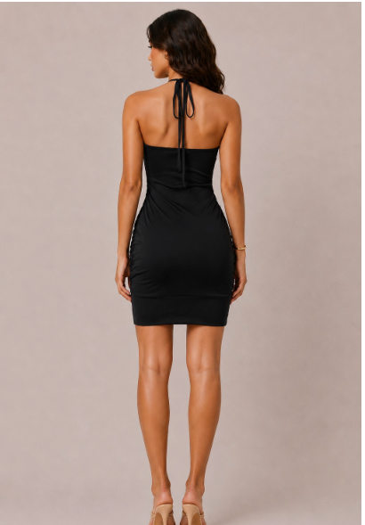 Y2k Halter Tied Draped Mini Dress  JD57773