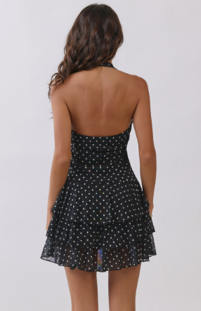 Ruffle Down Mini Halter Dress W/ Shorts  LD56938P