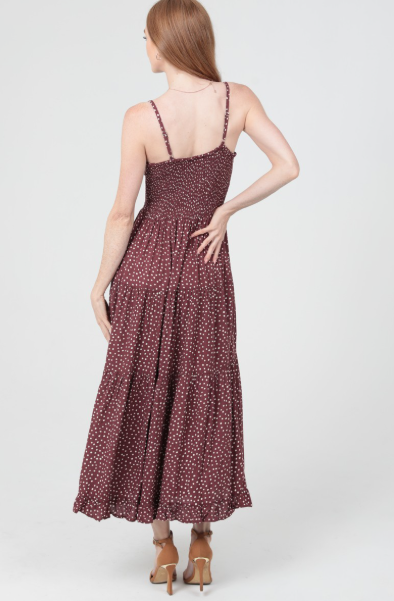 Polka Dot Side Slit Maxi Dress  C4C84-FQ00
