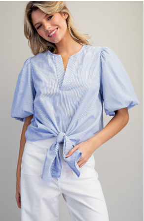 Striped Puff Sleeve Blouse  LVE2074