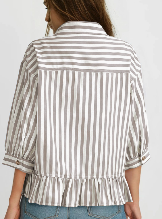Striped Button Down Blouse MD5050-16-M