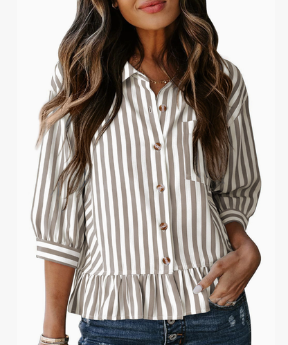 Striped Button Down Blouse MD5050-16-M