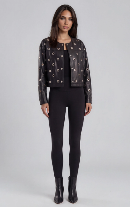 2710 Vegan Leather Grommet Jacket