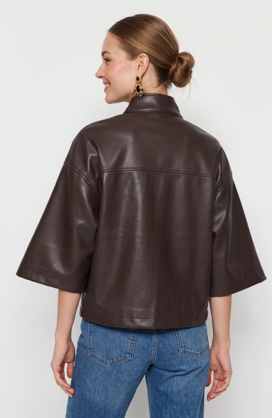 Drawstring Hem Vegan Jacket WJ8091