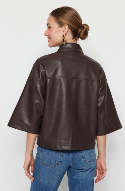 Drawstring Hem Vegan Jacket WJ8091