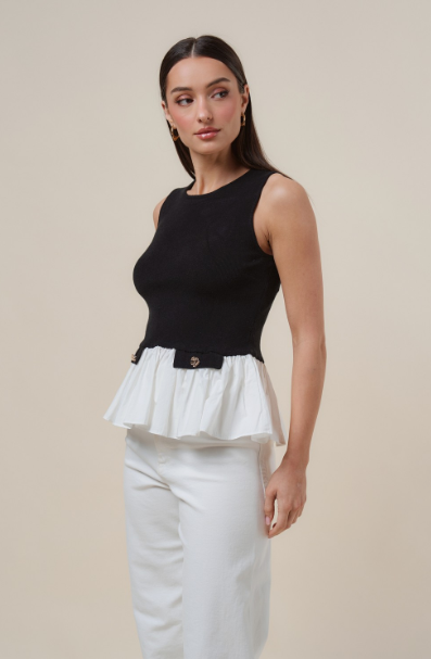Poplin & Knit Top  AT3226