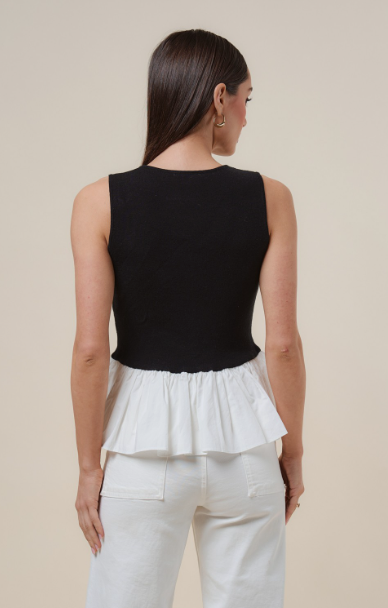 Poplin & Knit Top  AT3226