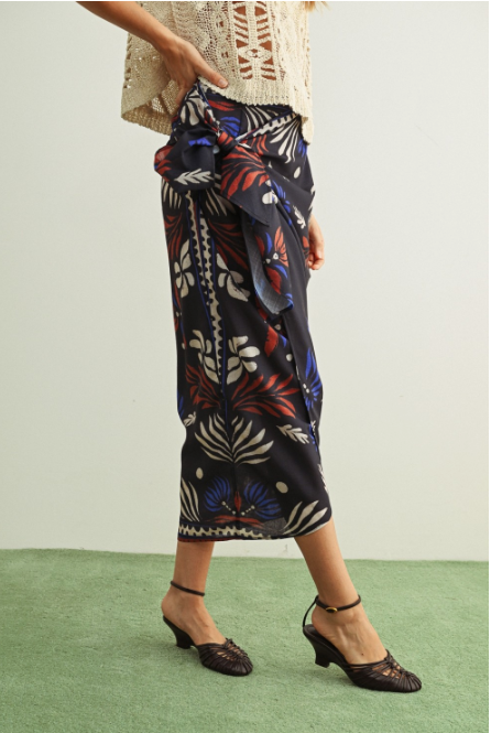 Multi Printed Wrap Skirt  S5965