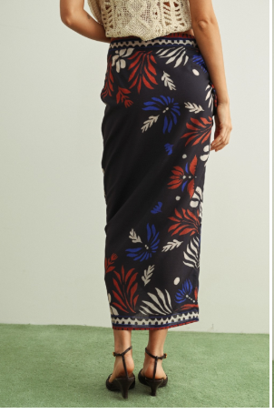 Multi Printed Wrap Skirt  S5965