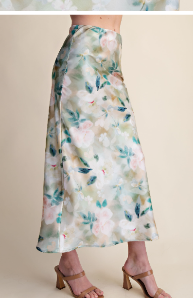 Waist Elastic Band Midi Skirt  S9003