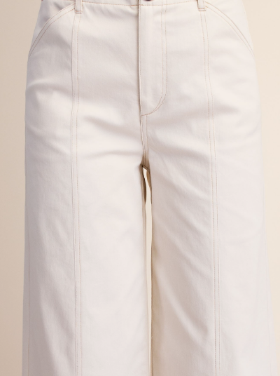 High Rise Stitch Seamed Stretch Wide Leg Pants  P8287