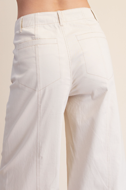 High Rise Stitch Seamed Stretch Wide Leg Pants  P8287