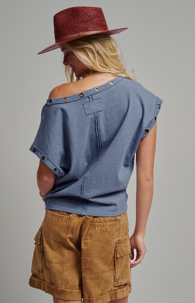 Grommet Trim Boat Neck Top  UDTS0040