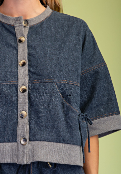 Oversized Denim Cardigan  TE2333
