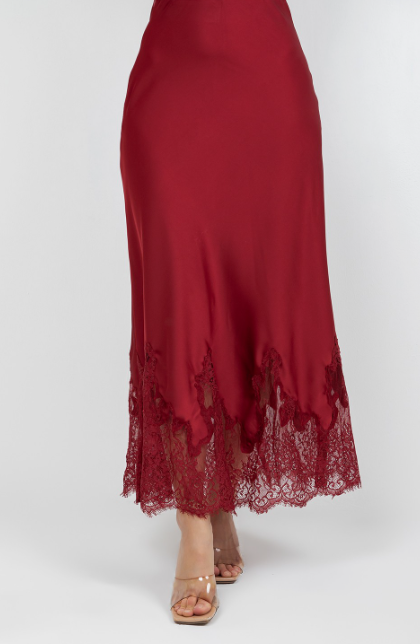 Satin Skirt With Lace  SA-57-08