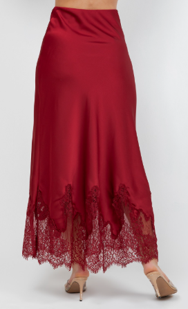 Satin Skirt With Lace  SA-57-08