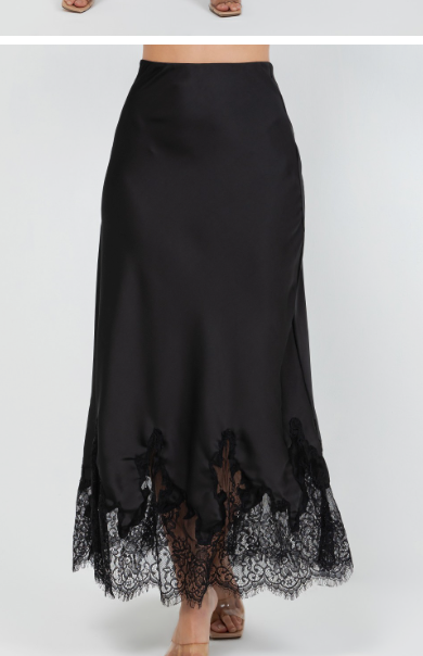 Satin Skirt With Lace  SA-57-08
